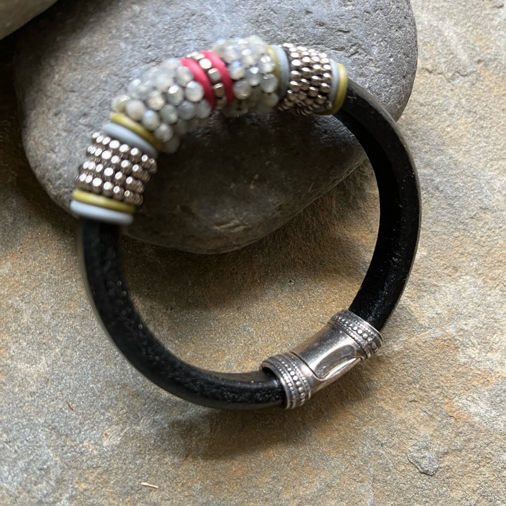 Sundance style gemstone beaded cuff bracelet